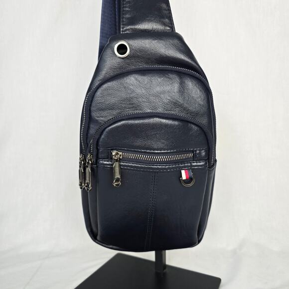Tommy Hilfiger Sling Bag Blue Faux Leather - Picture 16 of 16